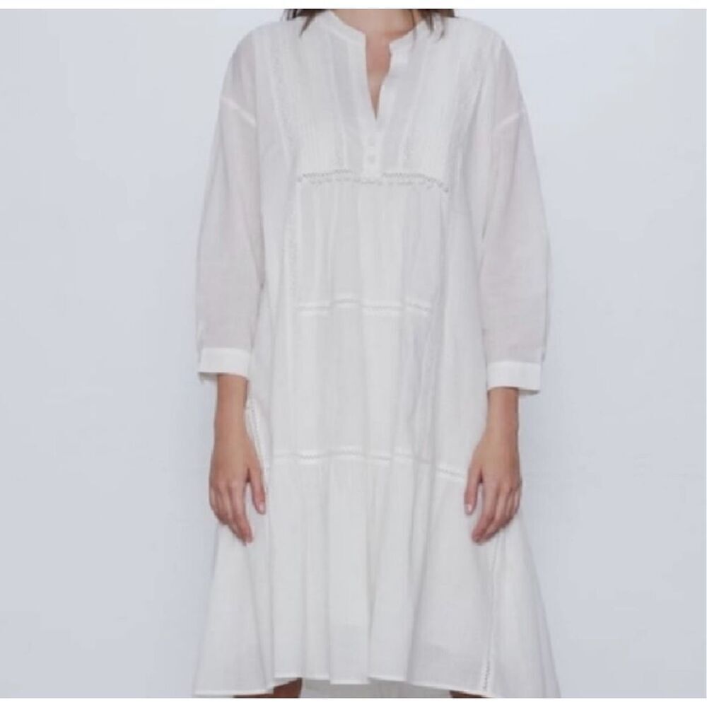 ❤️ZARA Voluminously Embroidered Dress XL - Picture 2 of 7